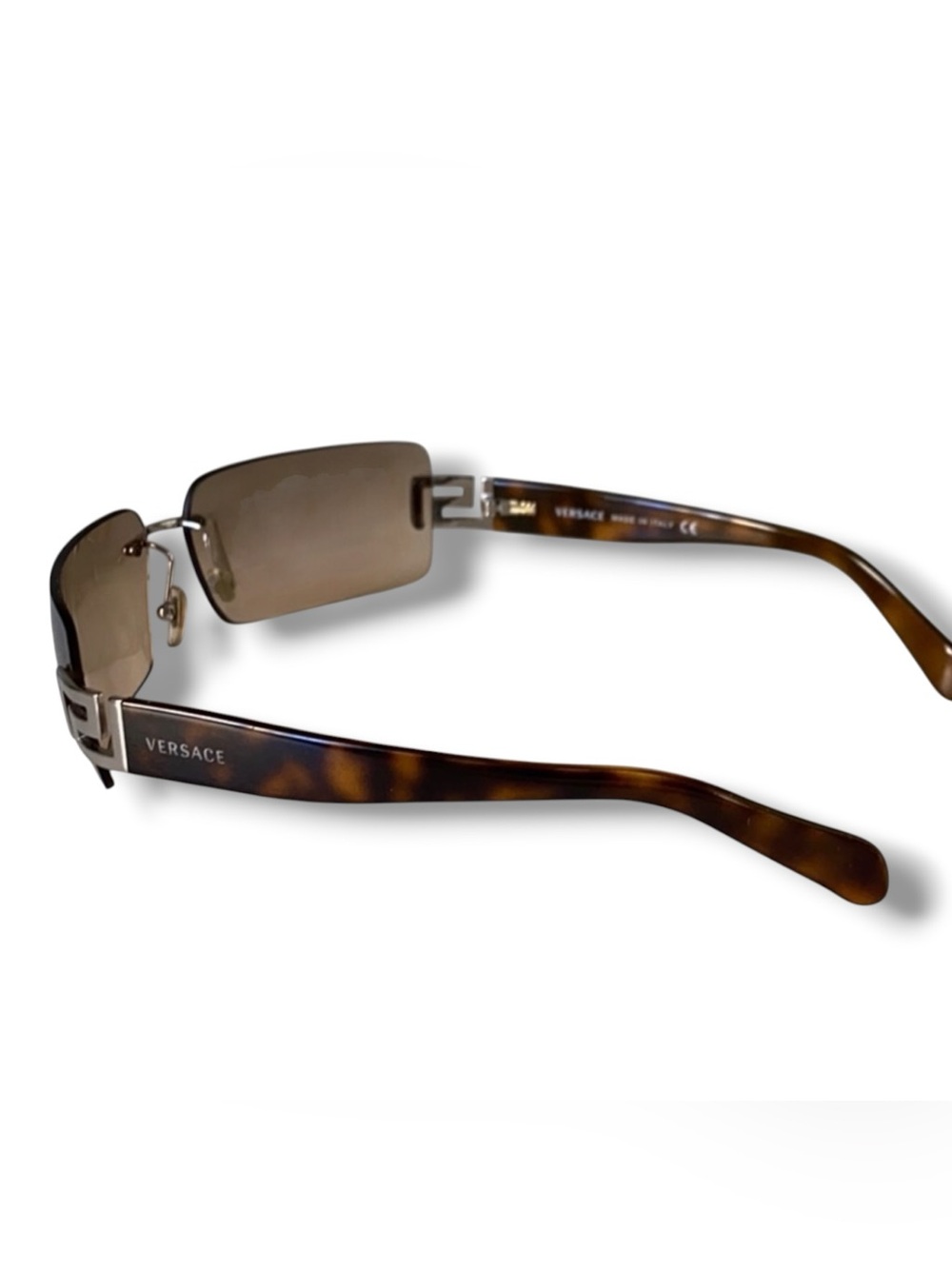 Versace Black and Brown Tortoiseshell Rimless Sunglasses - Picture 3 of 8